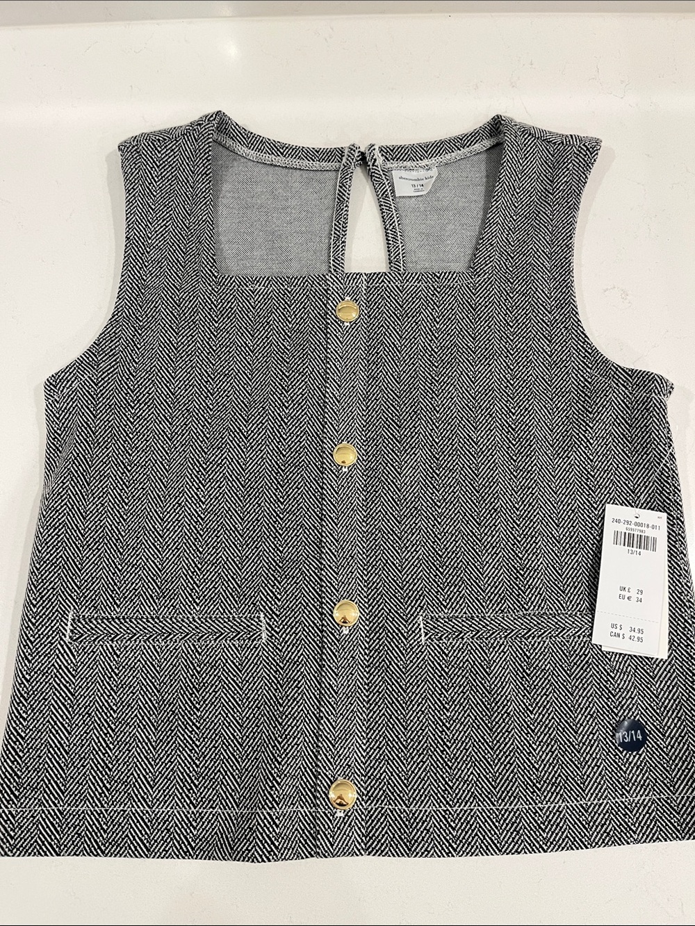 Abercrombie Kids set- Girls Black & White Herringbone Vest & Matching Pants